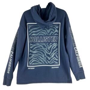 Hollister California MNS Hoodie L Navy Blue Southern California Graphic Pullover